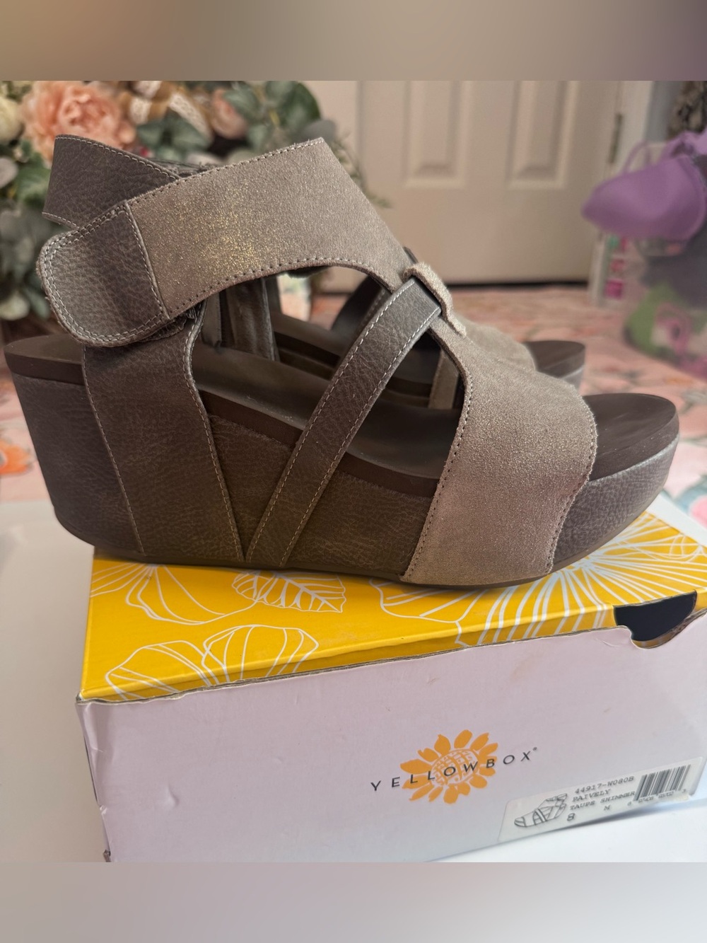 Yellow Box Women's Neutral Taupe Wedge Sandals
